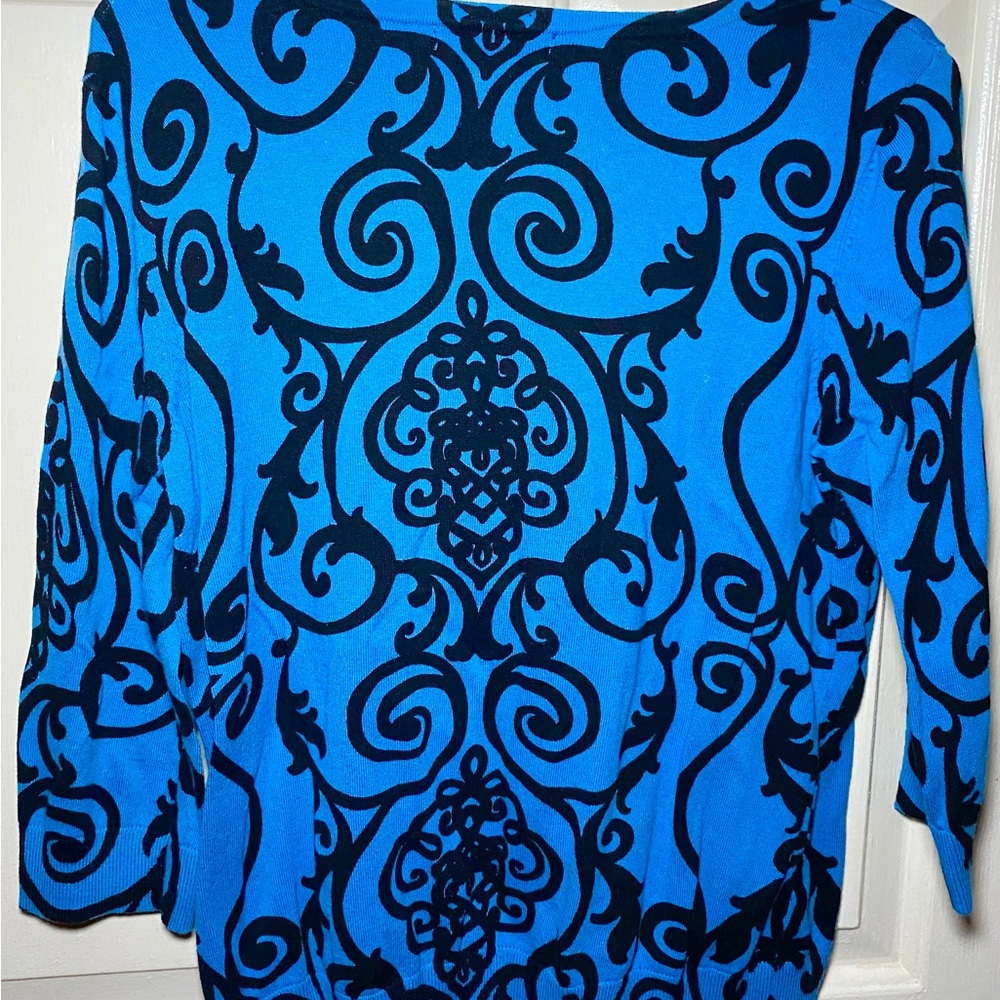 Designer Originals Vibrant Blue and Black‎ Pattern Sweater - Picture 2 of 2